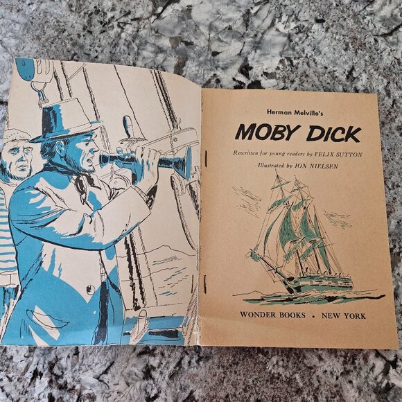 HERMAN MELVILLE'S MOBY DICK 1956 SOFTCOVER BOOK FROM WONDER BOOKS, #035-025 - Picture 4 of 14